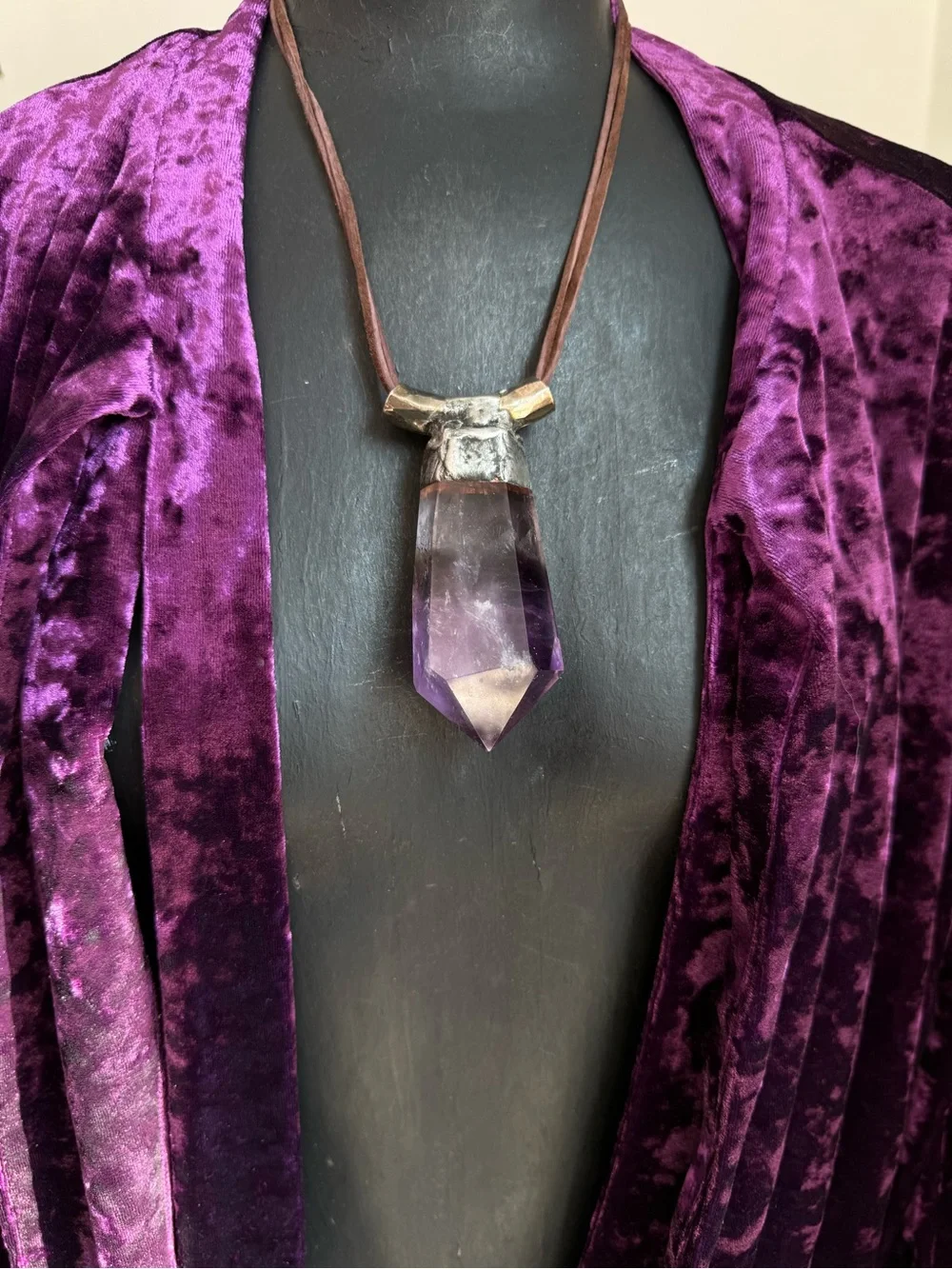 Amethyst Point Pendant Necklace statement jewelry chunky necklace boho gothic